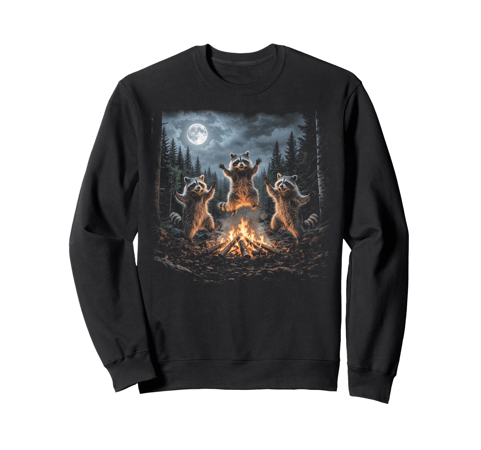 Raccoon Bonfire Campfire 90S Sweatshirt - Aesthetic Graphic Men Women - T-Shirt, Sweatshirt, Hoodie
