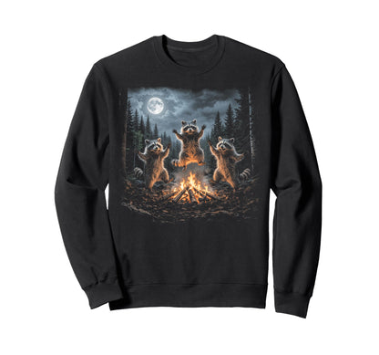 Raccoon Bonfire Campfire 90S Sweatshirt - Aesthetic Graphic Men Women - T-Shirt, Sweatshirt, Hoodie