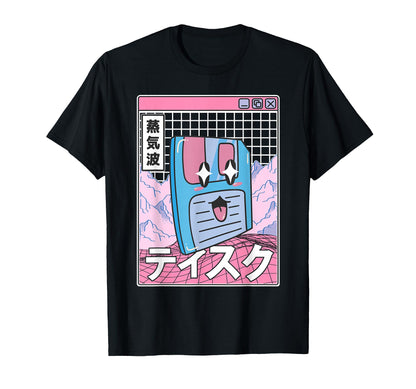 Floppy Disk Kawaii Grid Vaporwave T-Shirt - Custom Art Print Men Women - T-Shirt, Sweatshirt, Hoodie