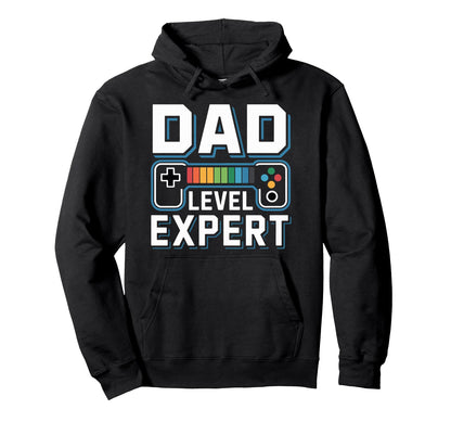 Gamer Dad Level Expert Father Gaming Hoodie - Trendy Graphic for Adults - T-Shirt, Sweatshirt, Hoodie