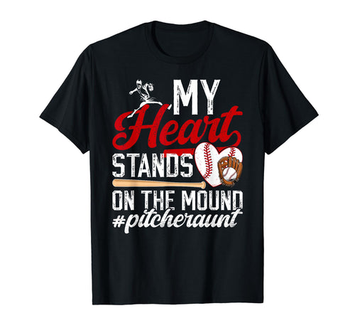 Mound Baseball Pitcher Aunt Baseball T-Shirt - Graphic Print Men Women - T-Shirt, Sweatshirt, Hoodie