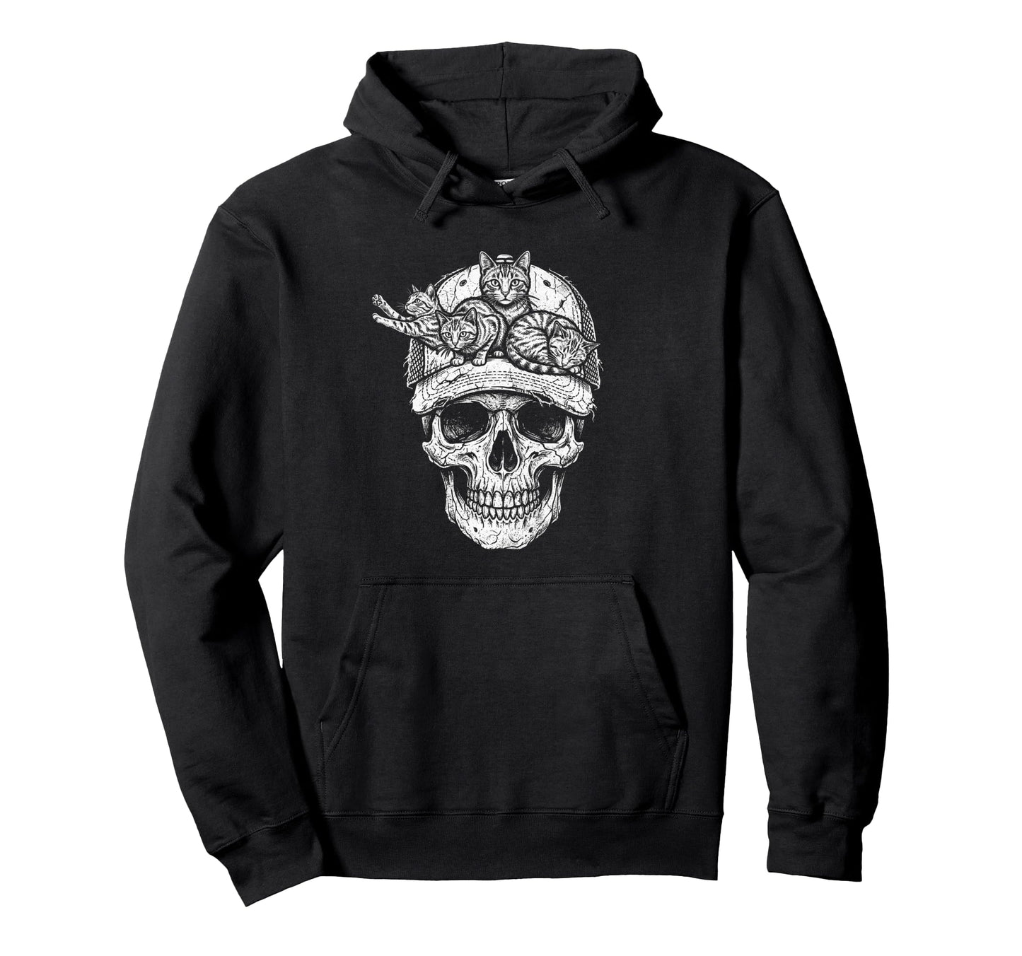 Skull Cat Skeleton Kitty Kitten Gothic Hoodie - Custom Art Print Unisex - T-Shirt, Sweatshirt, Hoodie