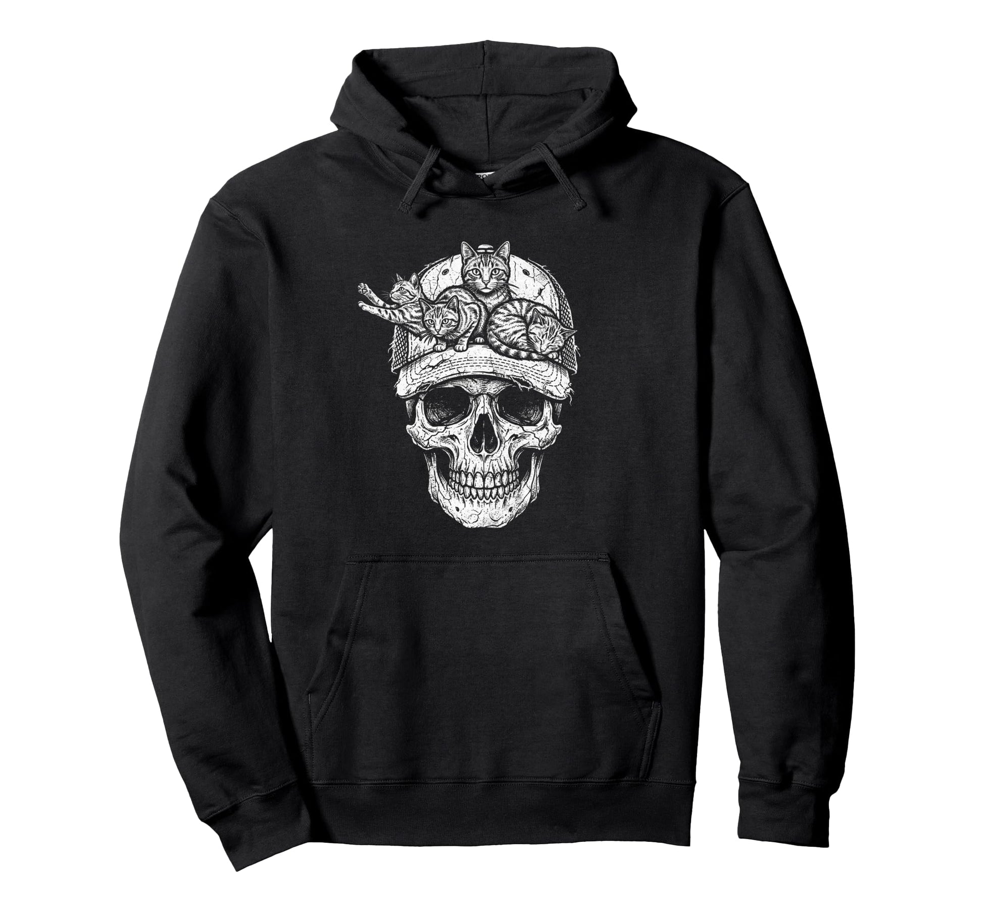 Skull Cat Skeleton Kitty Kitten Gothic Hoodie - Custom Art Print Unisex - T-Shirt, Sweatshirt, Hoodie