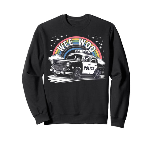 Funny Wee Woo Police Car Rainbow Cop Sweatshirt - Trendy Graphic for Adults - T-Shirt, Sweatshirt, Hoodie