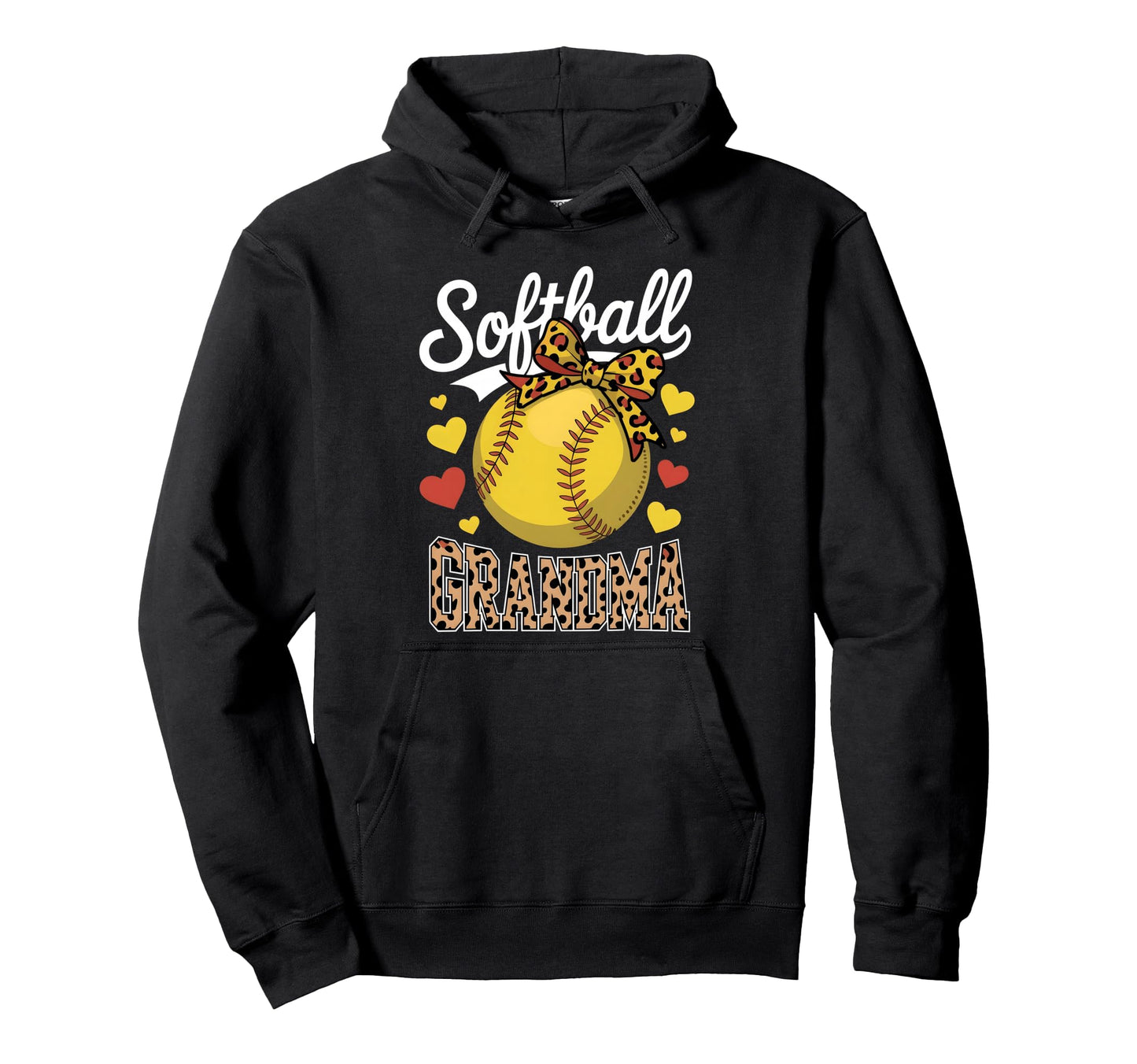 Softball Grandma Headband Leopard Hoodie - Fun Novelty Design for Adults - T-Shirt, Sweatshirt, Hoodie