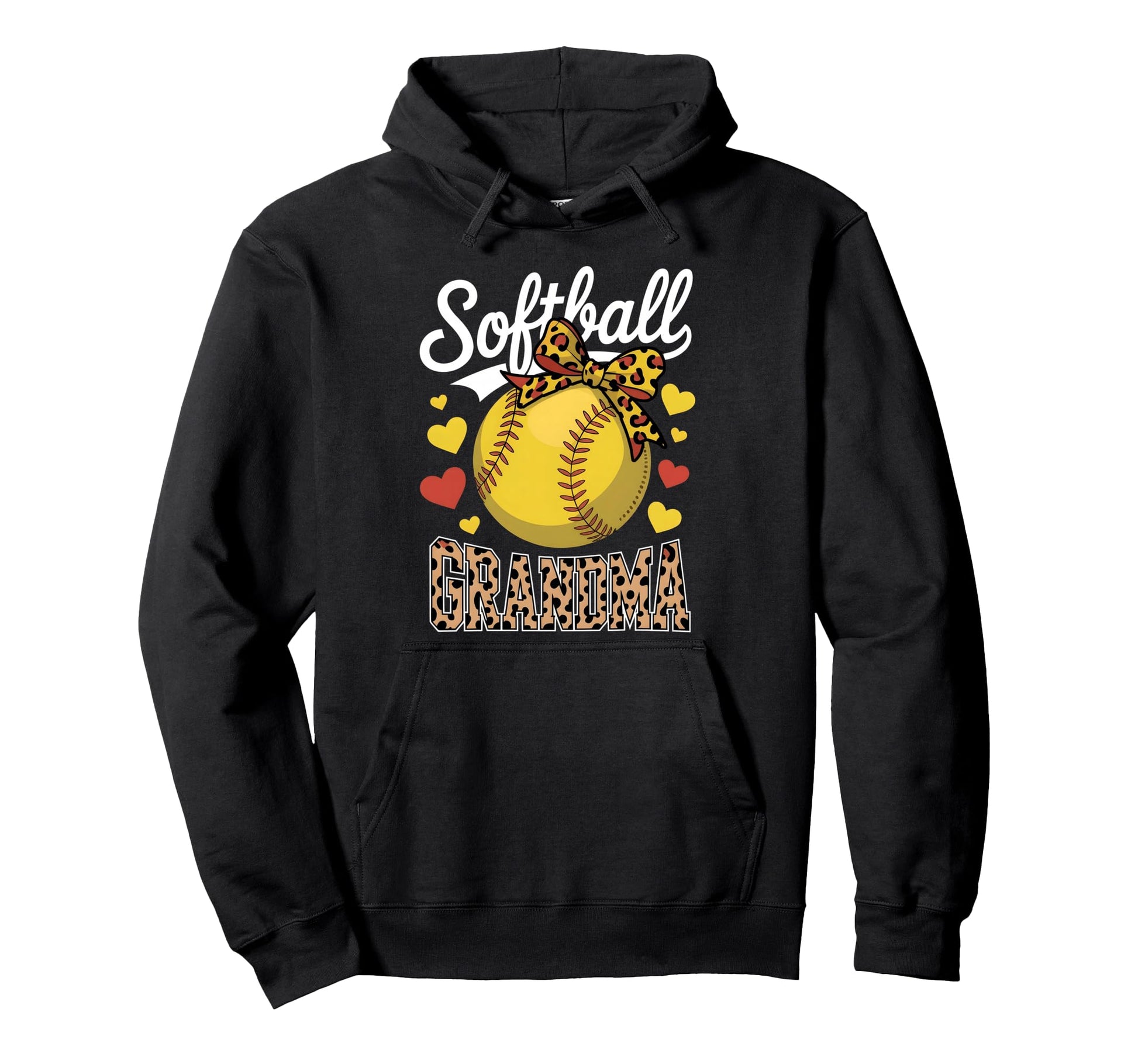 Softball Grandma Headband Leopard Hoodie - Fun Novelty Design for Adults - T-Shirt, Sweatshirt, Hoodie