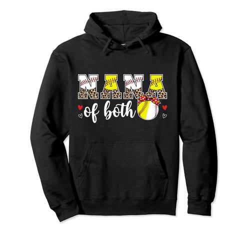 Nana Both Leopard Baseball Softball Nana Hoodie - Unique Graphic Unisex - T-Shirt, Sweatshirt, Hoodie