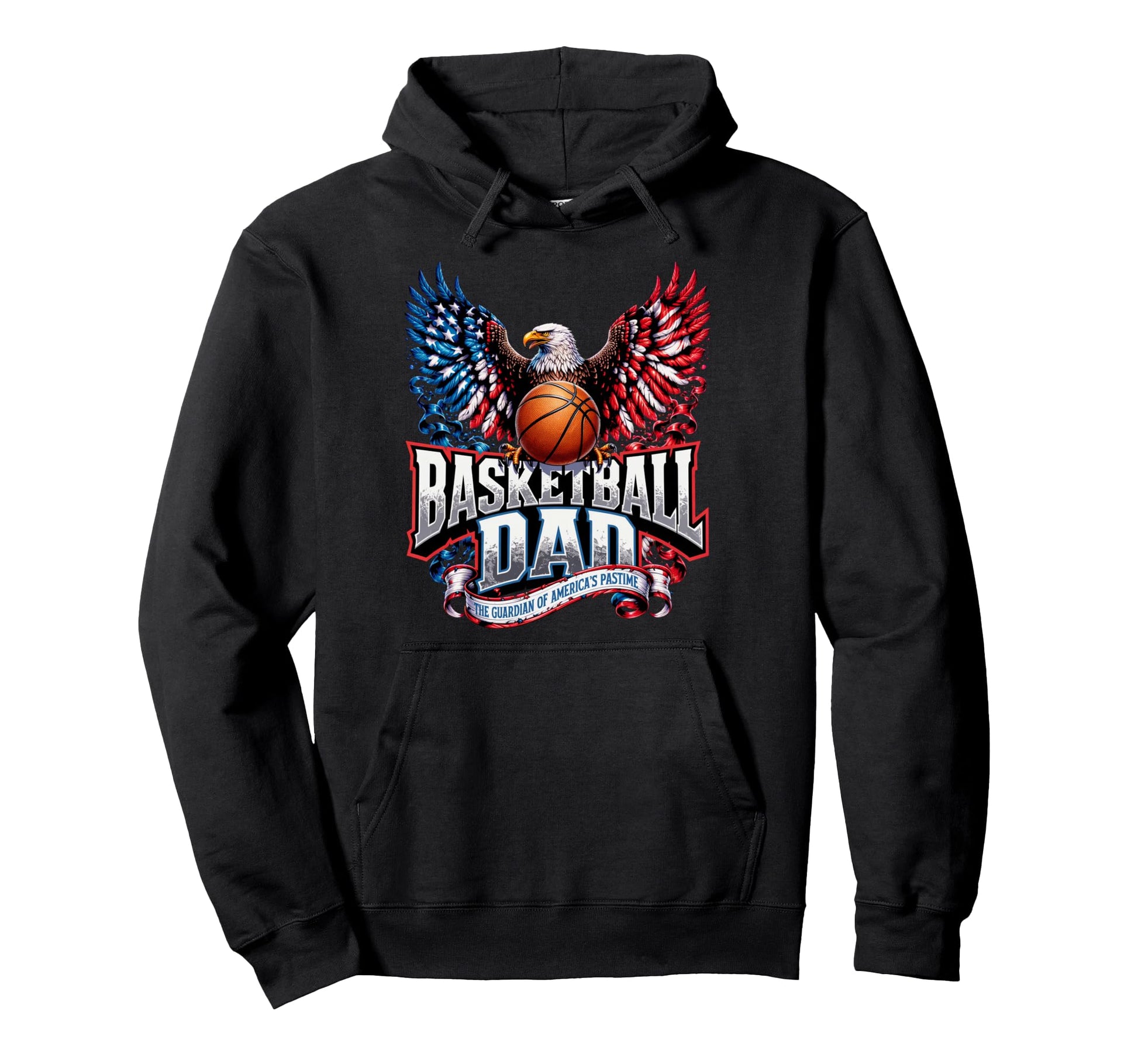 Basketball Dad American Flag Hoodie - Custom Art Print for Adults - T-Shirt, Sweatshirt, Hoodie