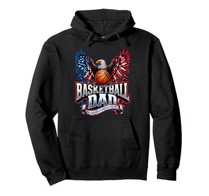Basketball Dad American Flag Hoodie - Custom Art Print for Adults - T-Shirt, Sweatshirt, Hoodie
