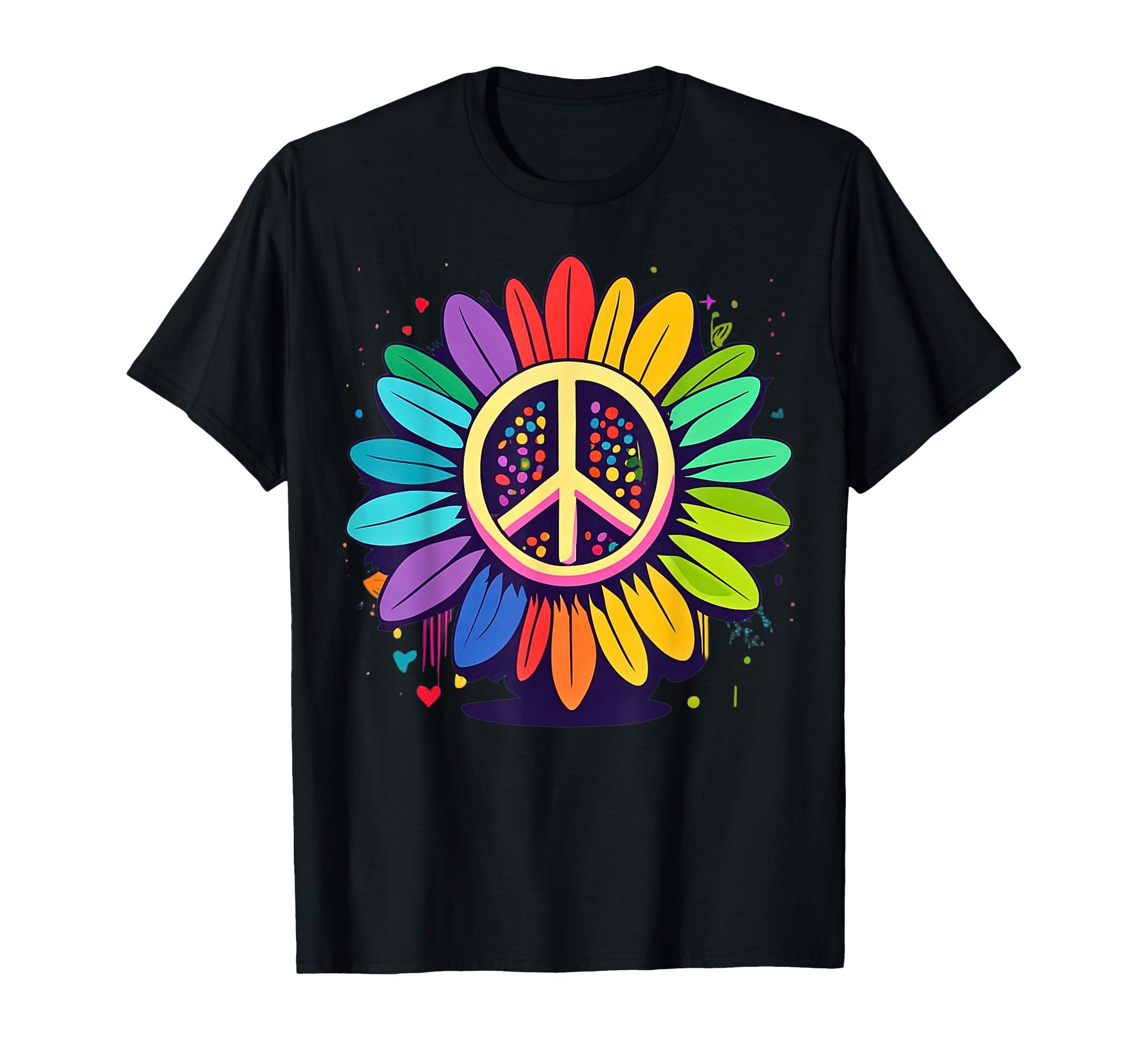 Sunflower Lgbtq Rainbow Peace Sign T-Shirt - Aesthetic Graphic Unisex - T-Shirt, Sweatshirt, Hoodie