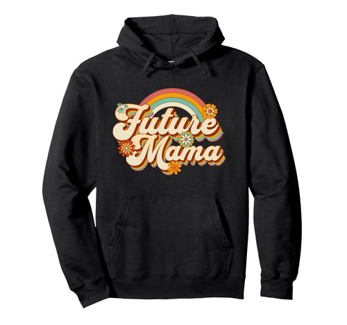 Groovy Future Mama Rainbow Hoodie - Minimalist Print for Adults - T-Shirt, Sweatshirt, Hoodie