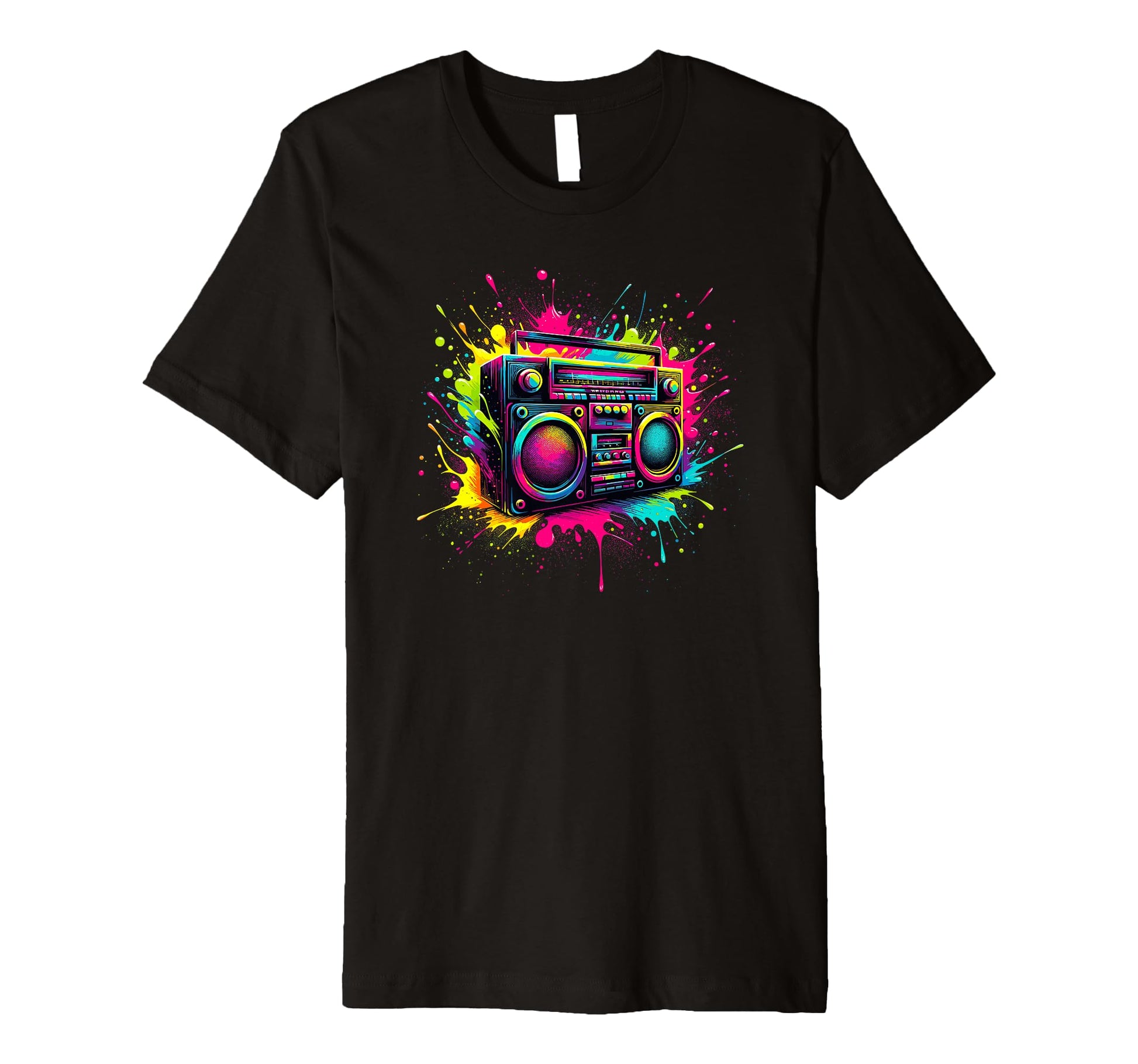 Splash Art Boombox Old School 80S T-Shirt - Novelty Apparel Men Women - T-Shirt, Sweatshirt, Hoodie