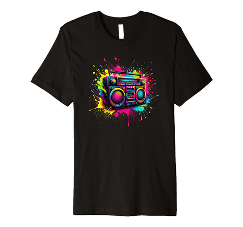 Splash Art Boombox Old School 80S T-Shirt - Novelty Apparel Men Women - T-Shirt, Sweatshirt, Hoodie