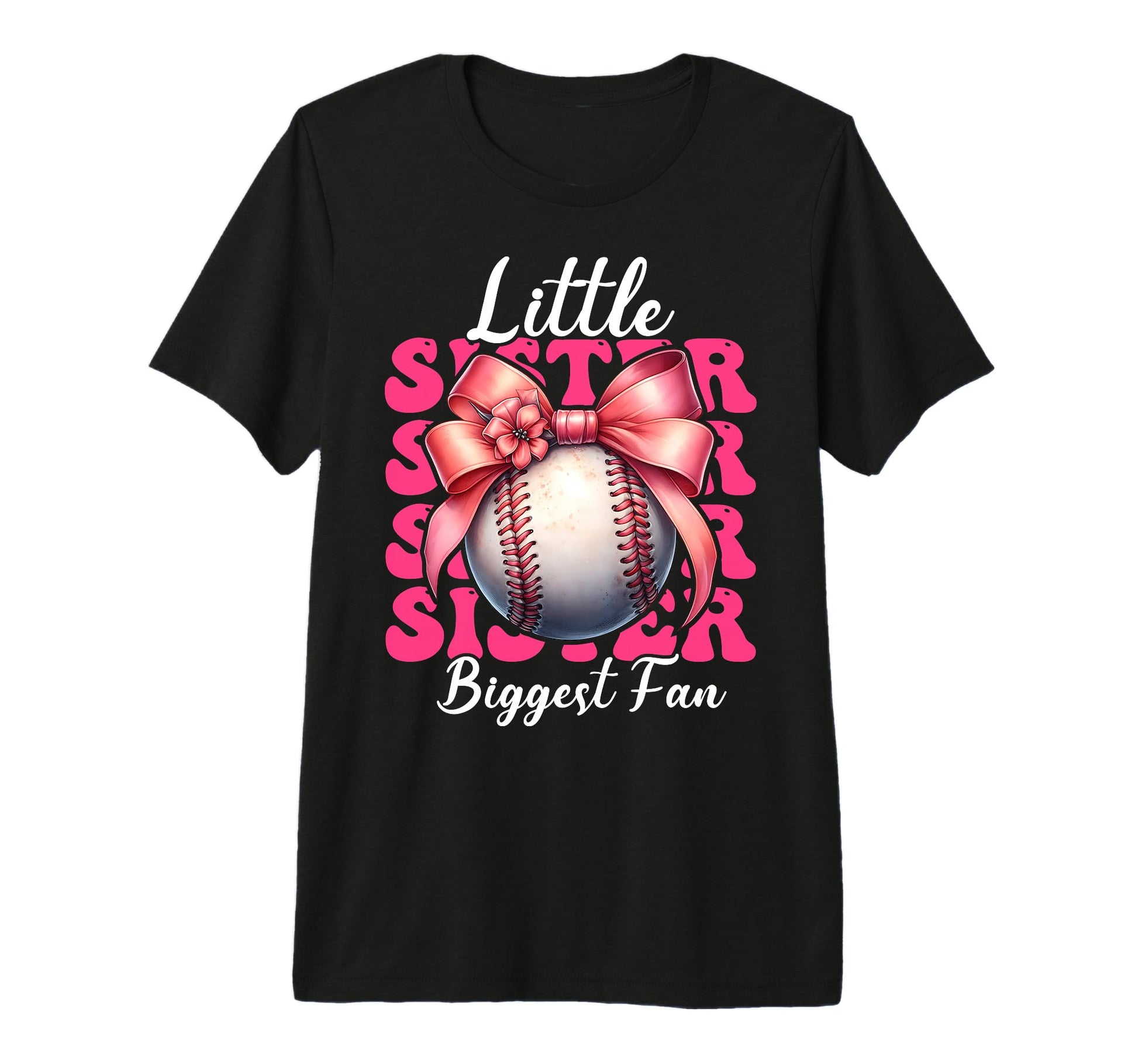 Baseball Sister Coquette Bow Little T-Shirt - Minimalist Print for Adults - T-Shirt, Sweatshirt, Hoodie