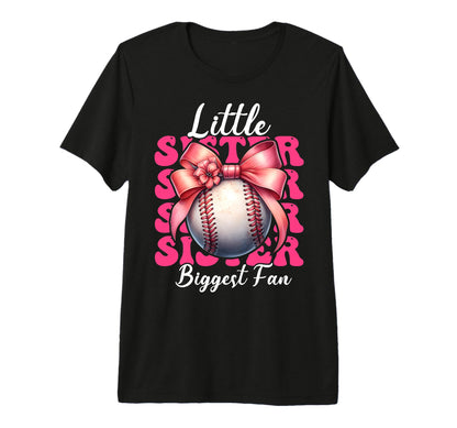 Baseball Sister Coquette Bow Little T-Shirt - Minimalist Print for Adults - T-Shirt, Sweatshirt, Hoodie