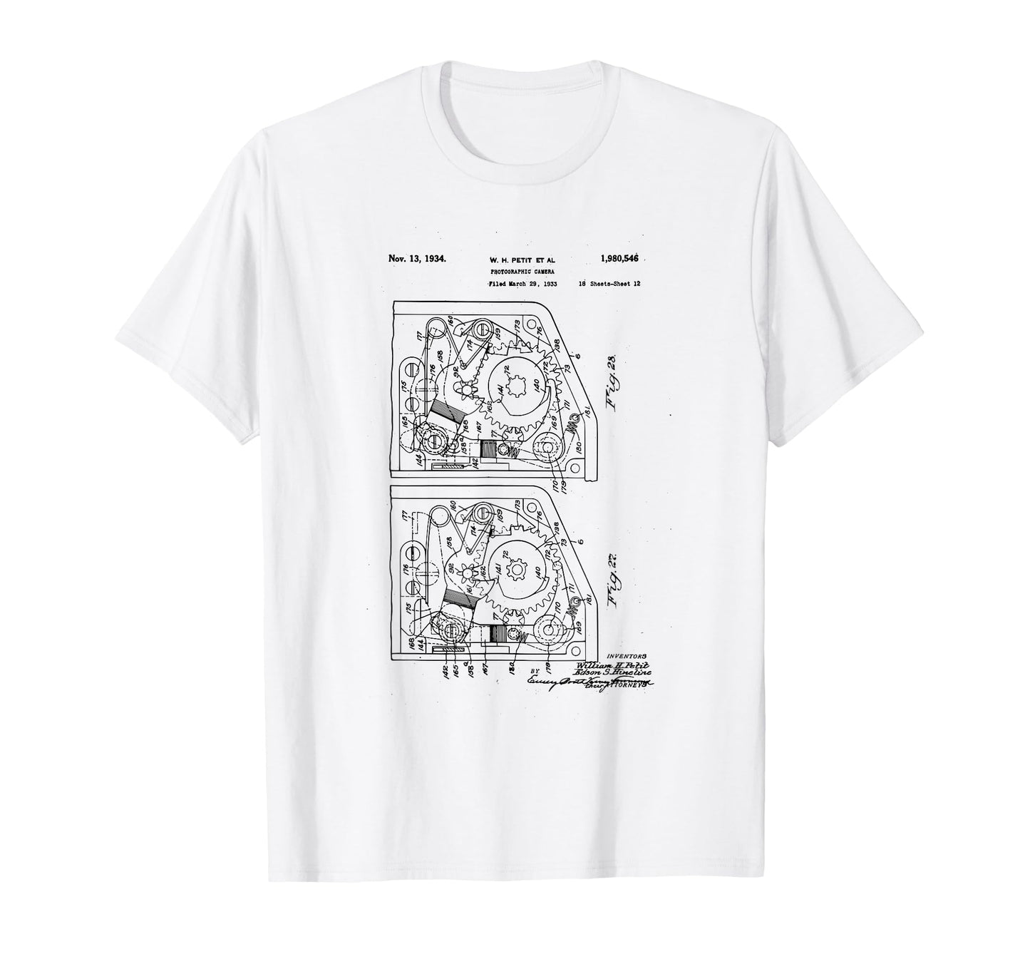 Camera Photographic Patent 1934 Drawing T-Shirt - Unique Graphic for Adults - T-Shirt, Sweatshirt, Hoodie