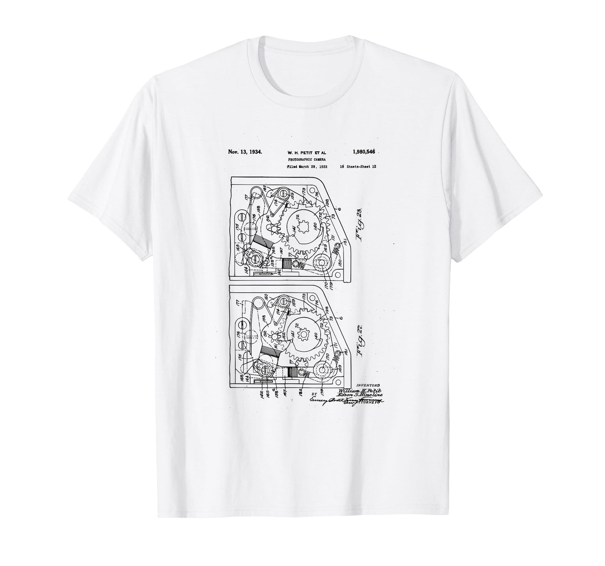Camera Photographic Patent 1934 Drawing T-Shirt - Unique Graphic for Adults - T-Shirt, Sweatshirt, Hoodie