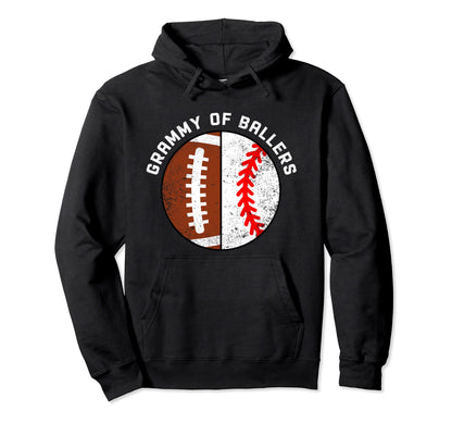 Grammy Ballers Funny Football Baseball Hoodie - Novelty Apparel Men Women - T-Shirt, Sweatshirt, Hoodie