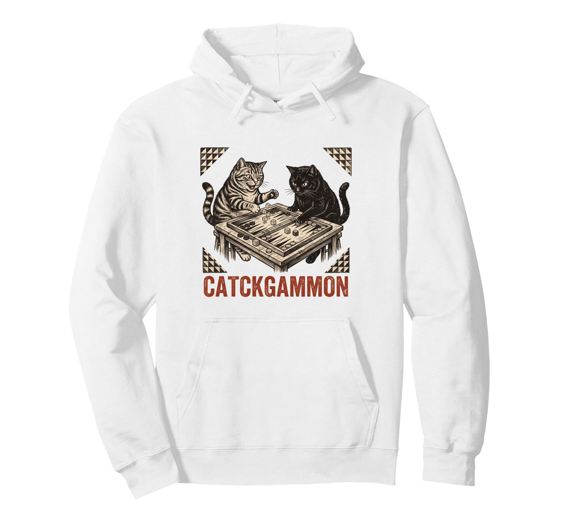 Catckgammon Funny Board Game Cat Hoodie - Casual Everyday Wear Men Women - T-Shirt, Sweatshirt, Hoodie