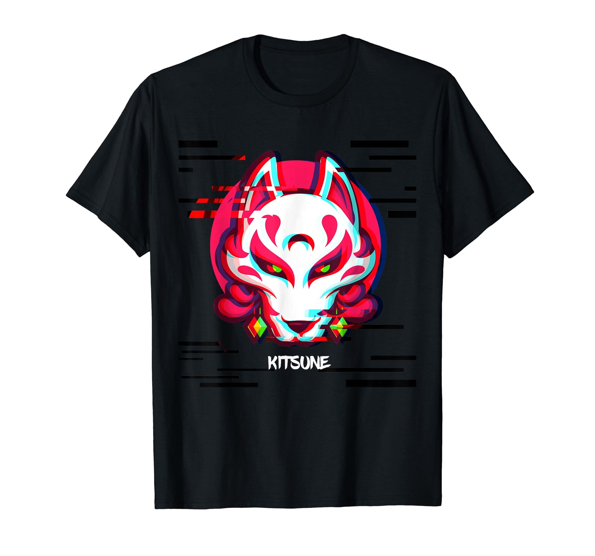 Kitsune Glitch Anime Aesthetic Japan T-Shirt - Novelty Apparel Men Women - T-Shirt, Sweatshirt, Hoodie