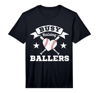 Busy Raising Ballers Baseball Heart T-Shirt - Trendy Graphic for Adults - T-Shirt, Sweatshirt, Hoodie