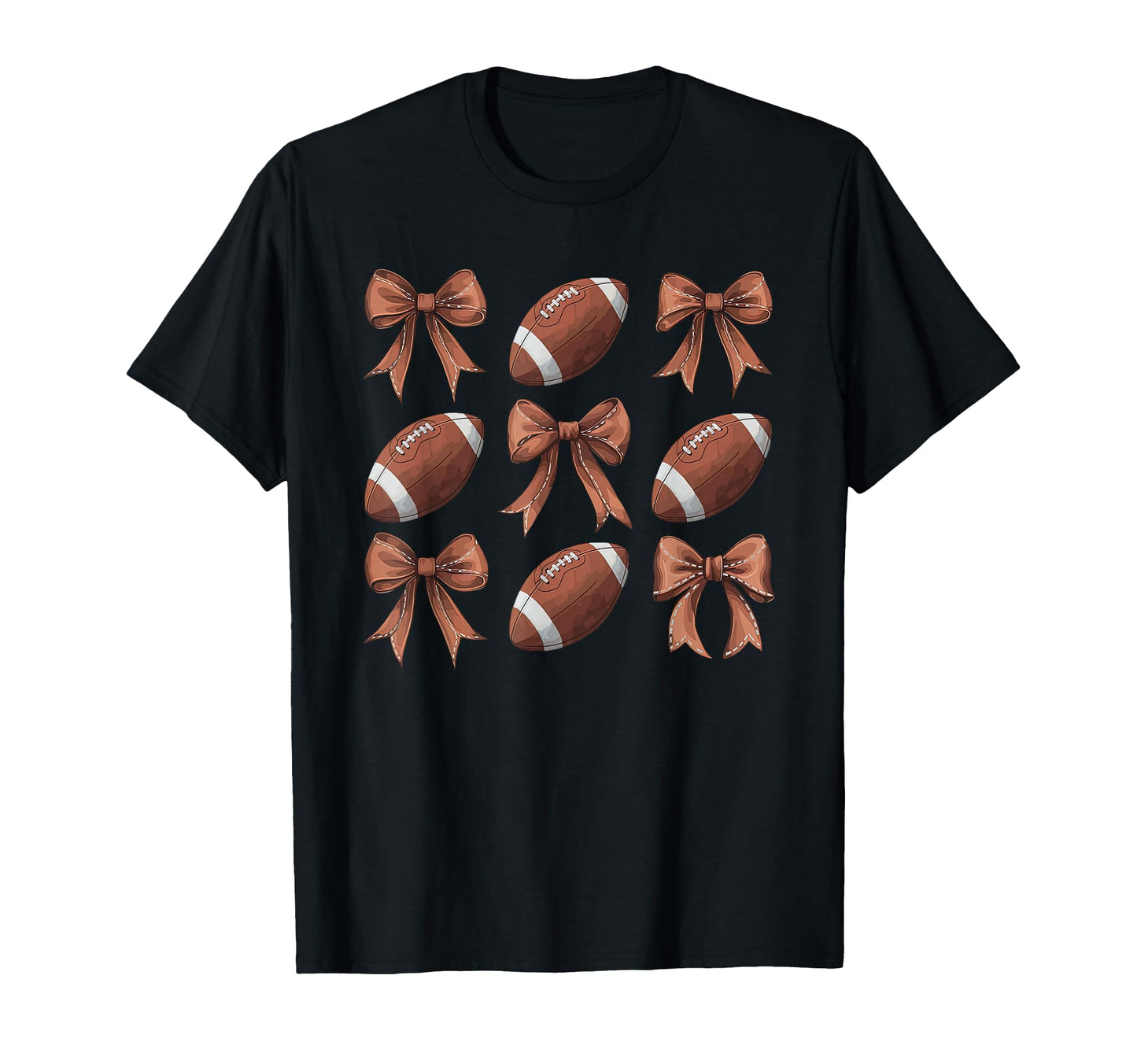 Coquette Ribbon Football Bow T-Shirt - Casual Everyday Wear for Adults - T-Shirt, Sweatshirt, Hoodie