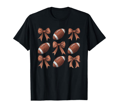 Coquette Ribbon Football Bow T-Shirt - Casual Everyday Wear for Adults - T-Shirt, Sweatshirt, Hoodie