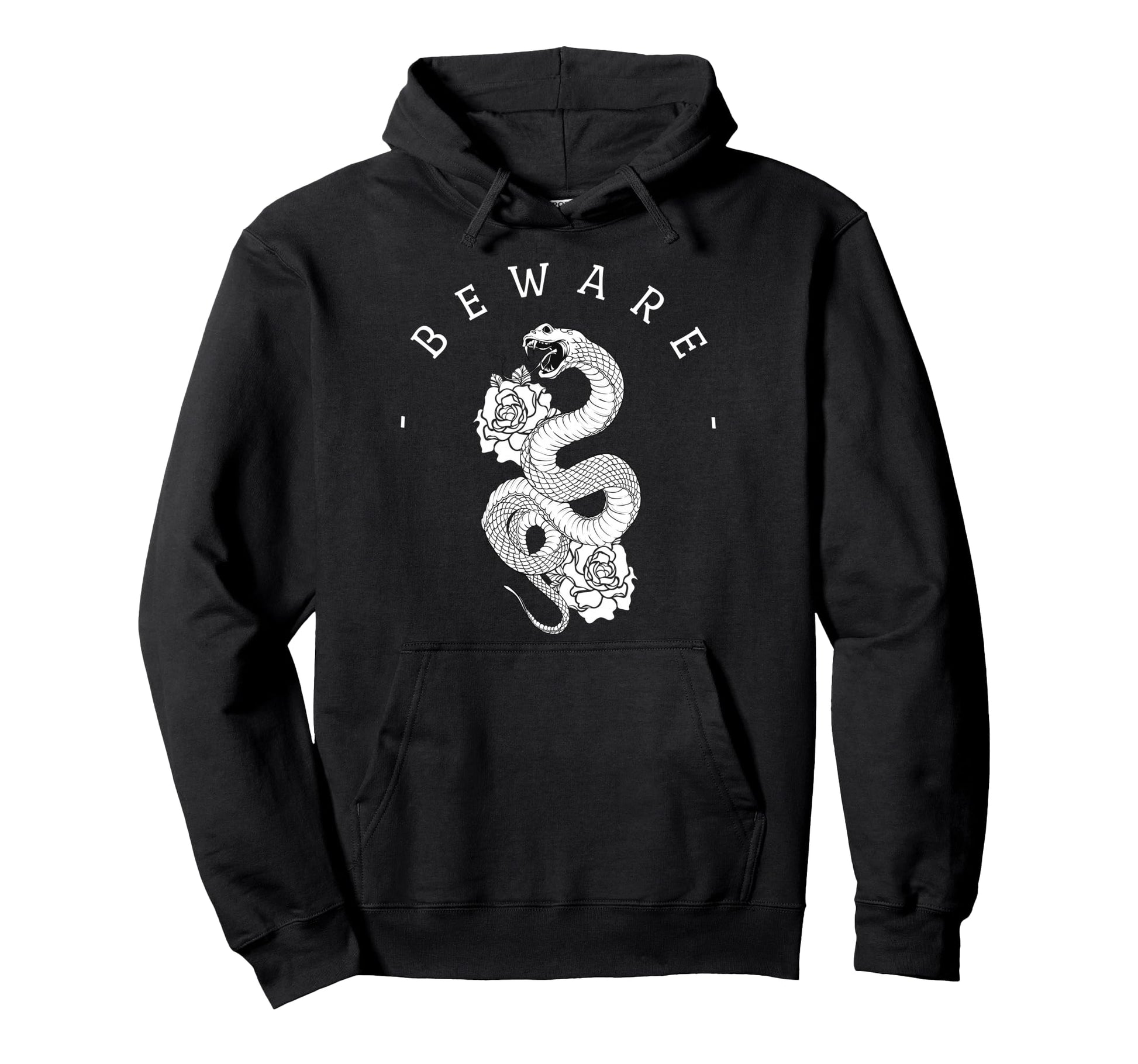 Beware Snake Roses Aesthetic Edgy Hoodie - Graphic Print Men Women - T-Shirt, Sweatshirt, Hoodie
