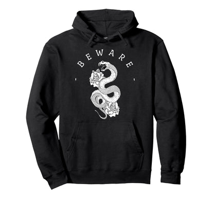 Beware Snake Roses Aesthetic Edgy Hoodie - Graphic Print Men Women - T-Shirt, Sweatshirt, Hoodie