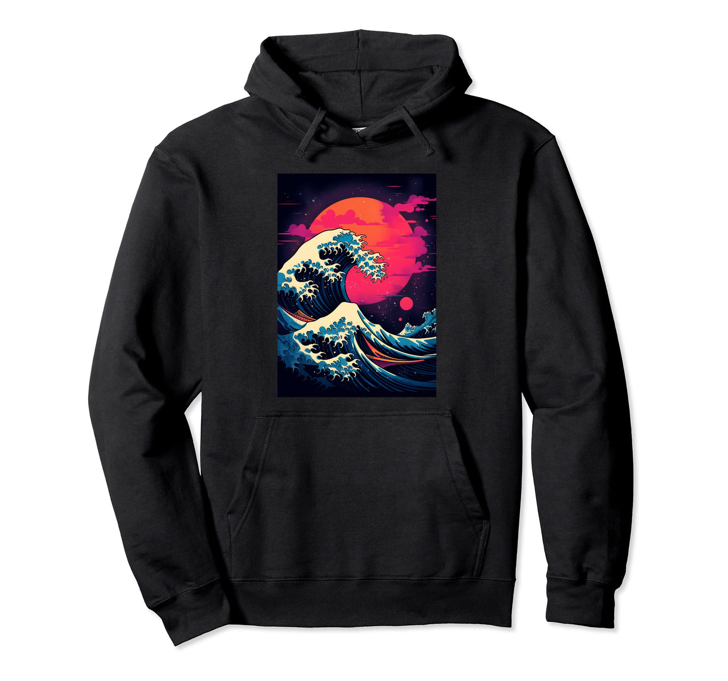 Great Wave Off Kanagawa Glitch Hoodie - Casual Everyday Wear Men Women - T-Shirt, Sweatshirt, Hoodie
