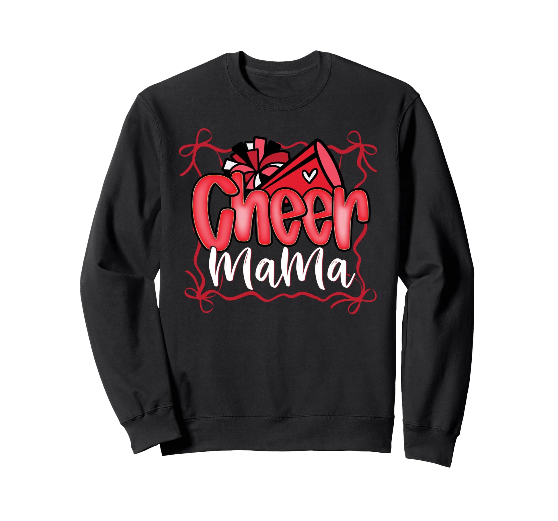 Red Black Coquette Pom Poms Bow Sweatshirt - Custom Art Print Men Women - T-Shirt, Sweatshirt, Hoodie