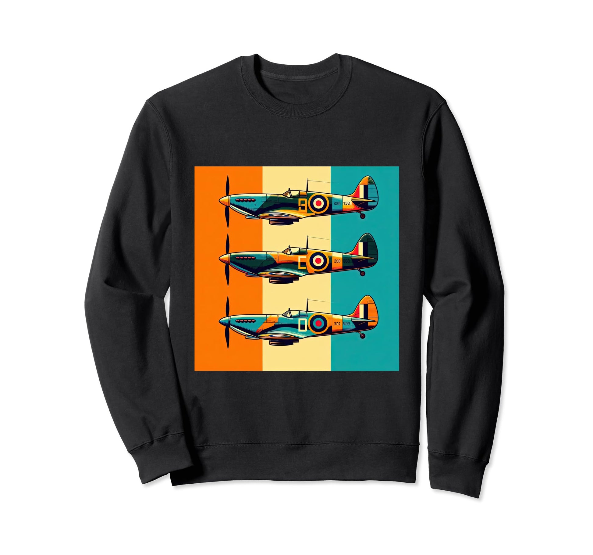 Ww2 Spitfire Raf Warplane Rainbow Sweatshirt - Streetwear Style Unisex - T-Shirt, Sweatshirt, Hoodie