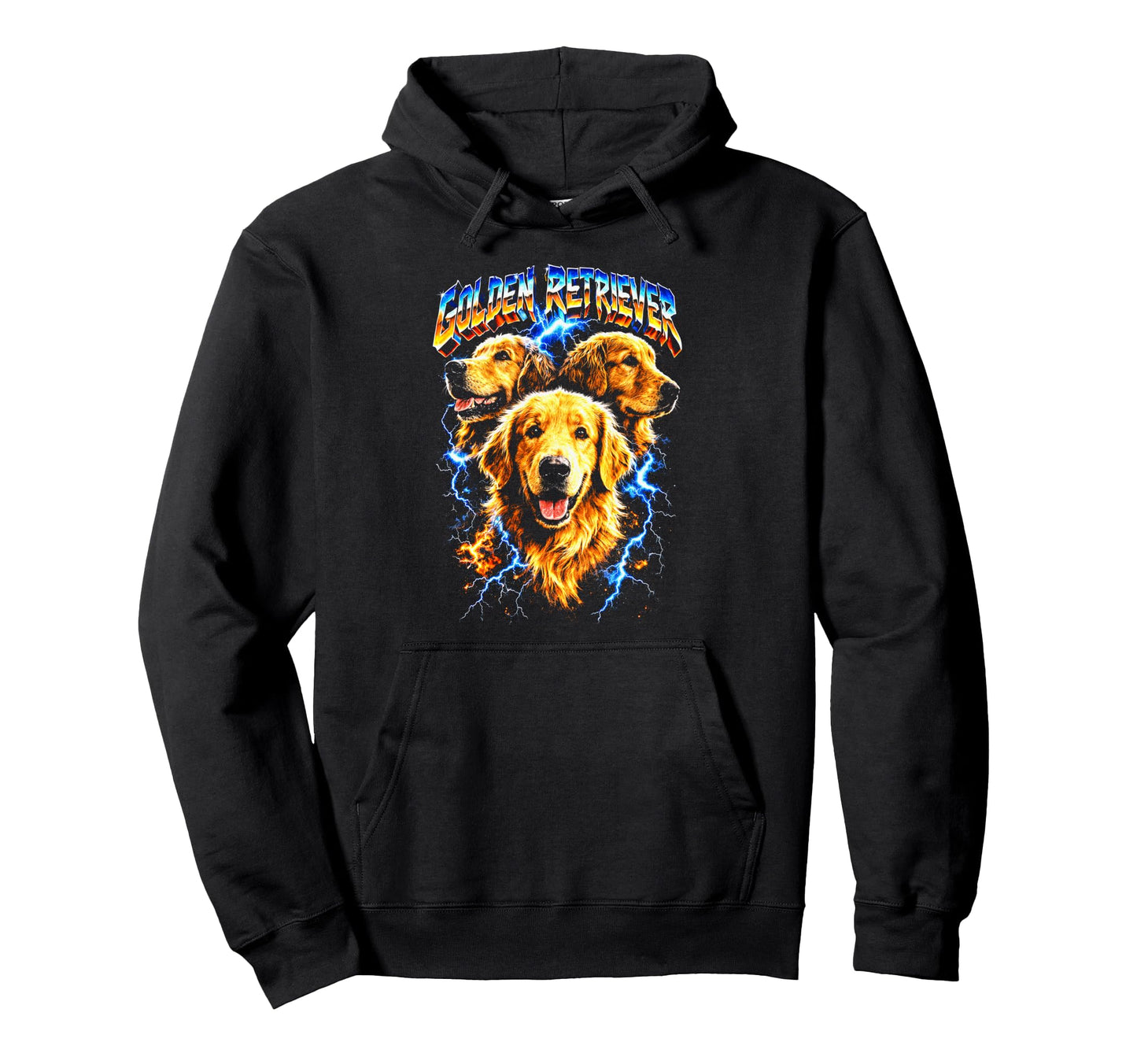 Golden Retriever Heavy Metal Rocker Hoodie - Minimalist Print Men Women - T-Shirt, Sweatshirt, Hoodie