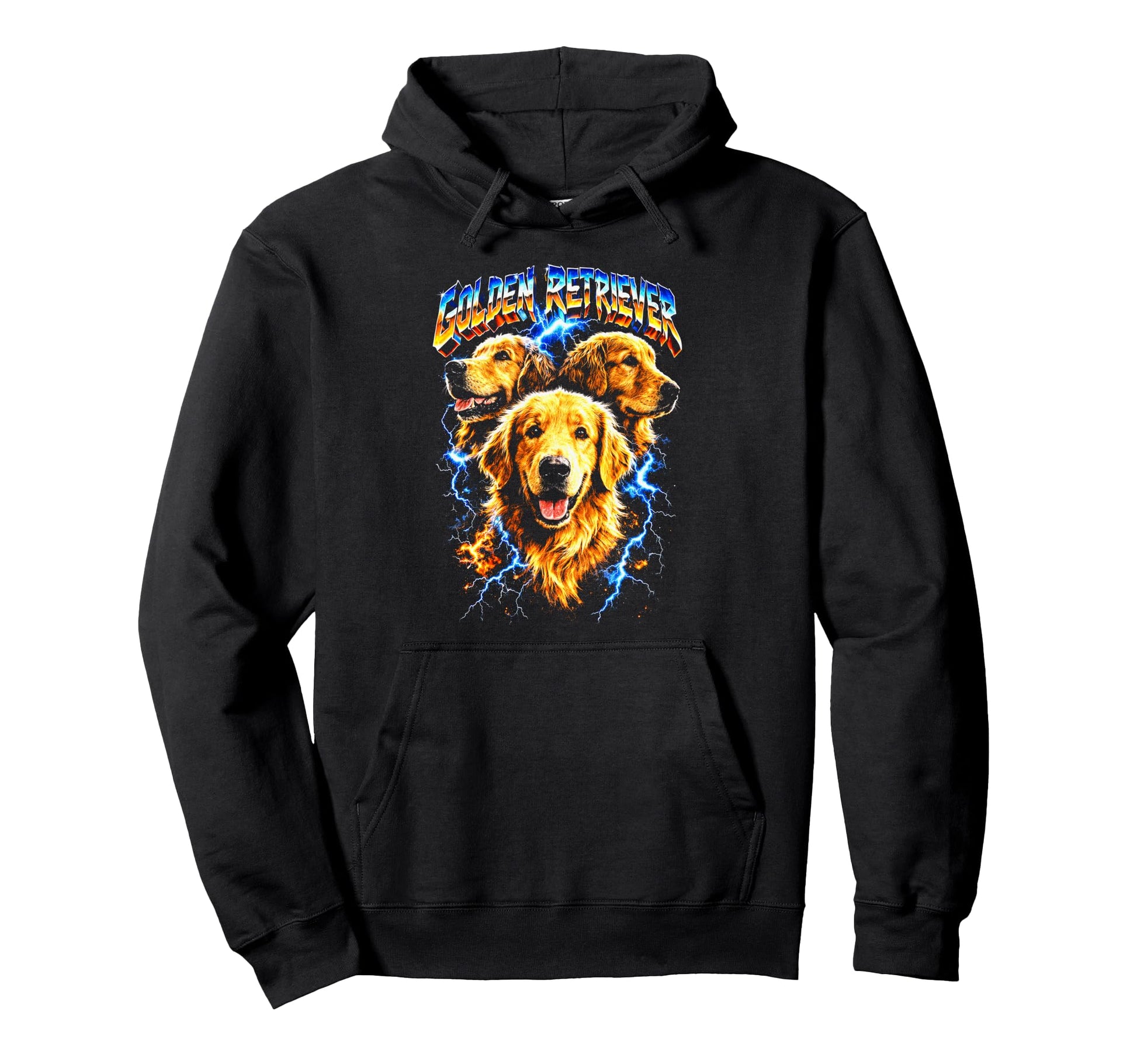 Golden Retriever Heavy Metal Rocker Hoodie - Minimalist Print Men Women - T-Shirt, Sweatshirt, Hoodie