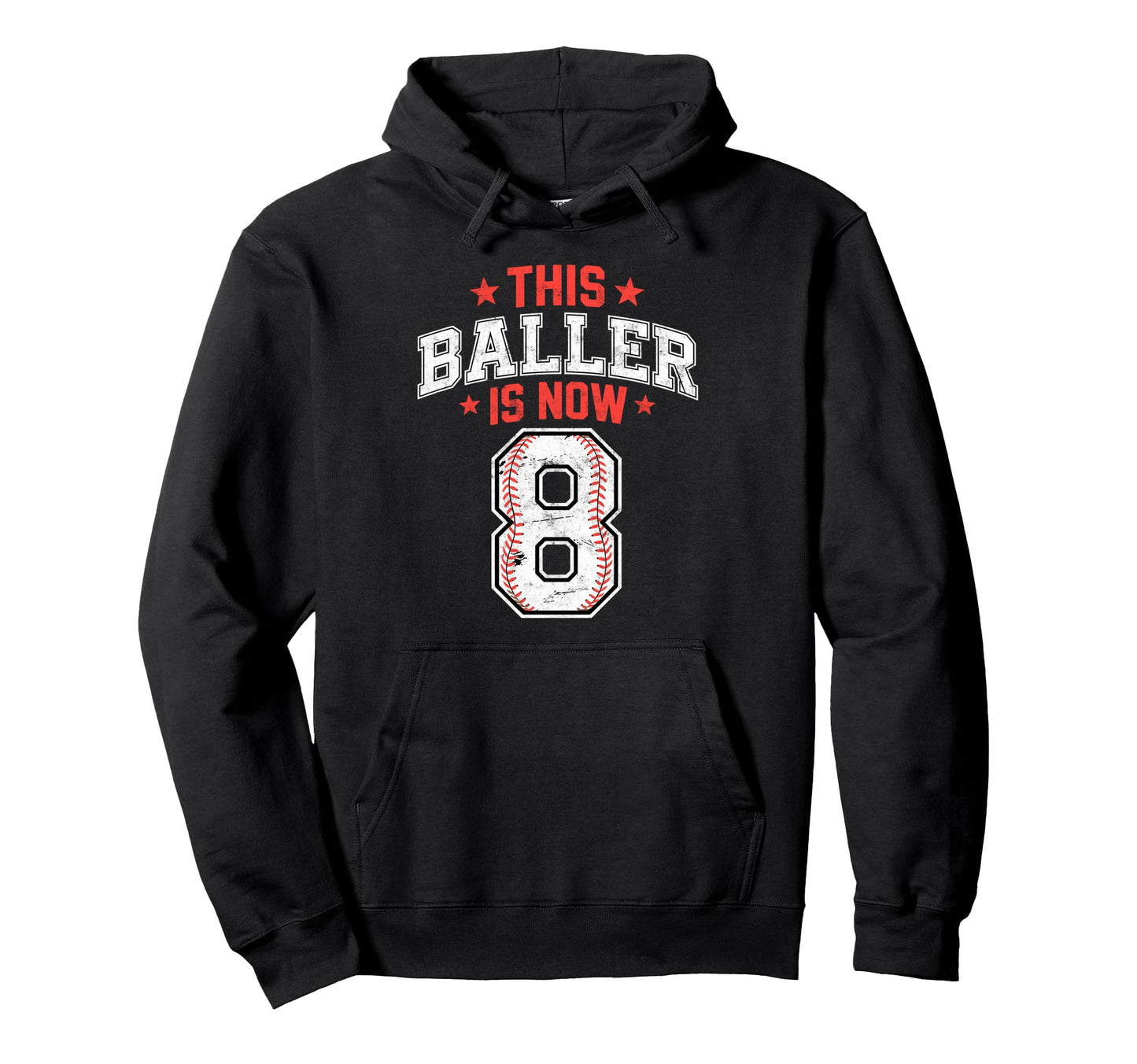 This Baller Is Now 8 Year Baseball Hoodie - Unique Graphic Men Women - T-Shirt, Sweatshirt, Hoodie