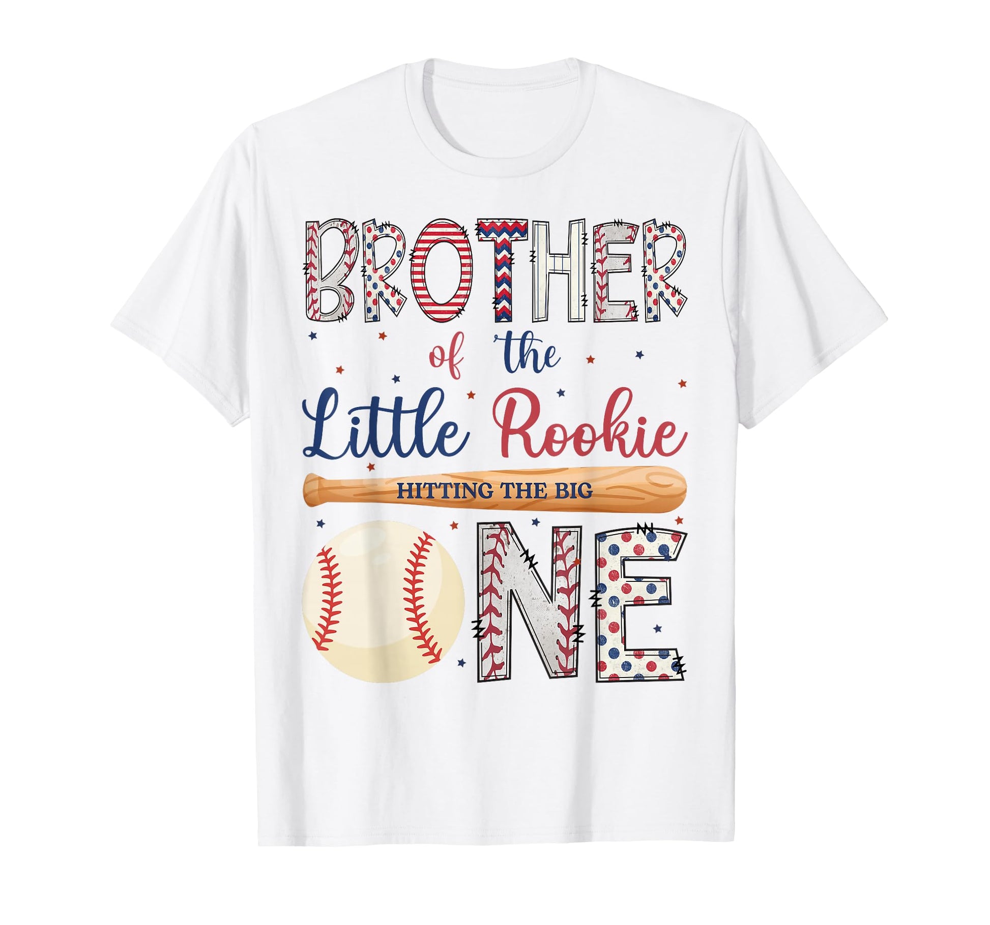 Brother One Little Rookie Baseball 1St T-Shirt - Unique Graphic for Adults - T-Shirt, Sweatshirt, Hoodie