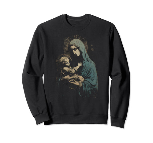 Mary Jesus Distressed 90S Goth Sweatshirt - Casual Everyday Wear Men Women - T-Shirt, Sweatshirt, Hoodie