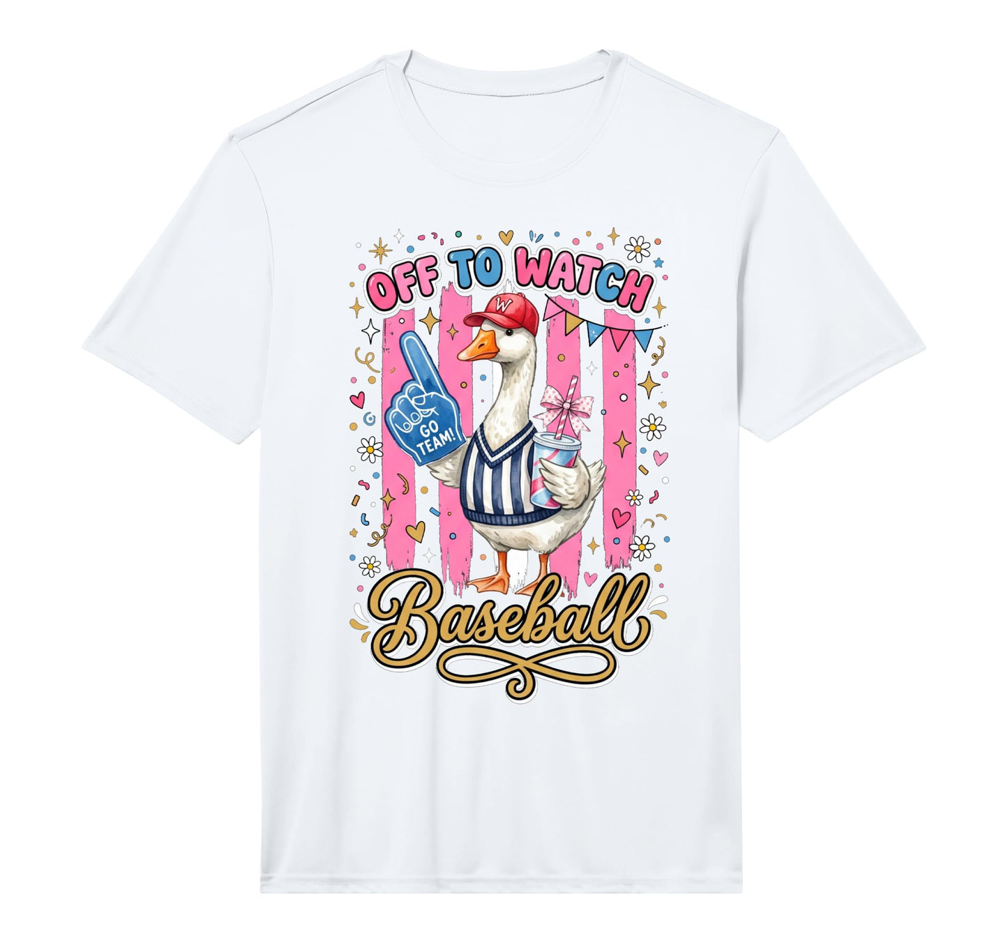 Off To Watch Basebal Silly Goose T-Shirt - Fun Novelty Design for Adults - T-Shirt, Sweatshirt, Hoodie
