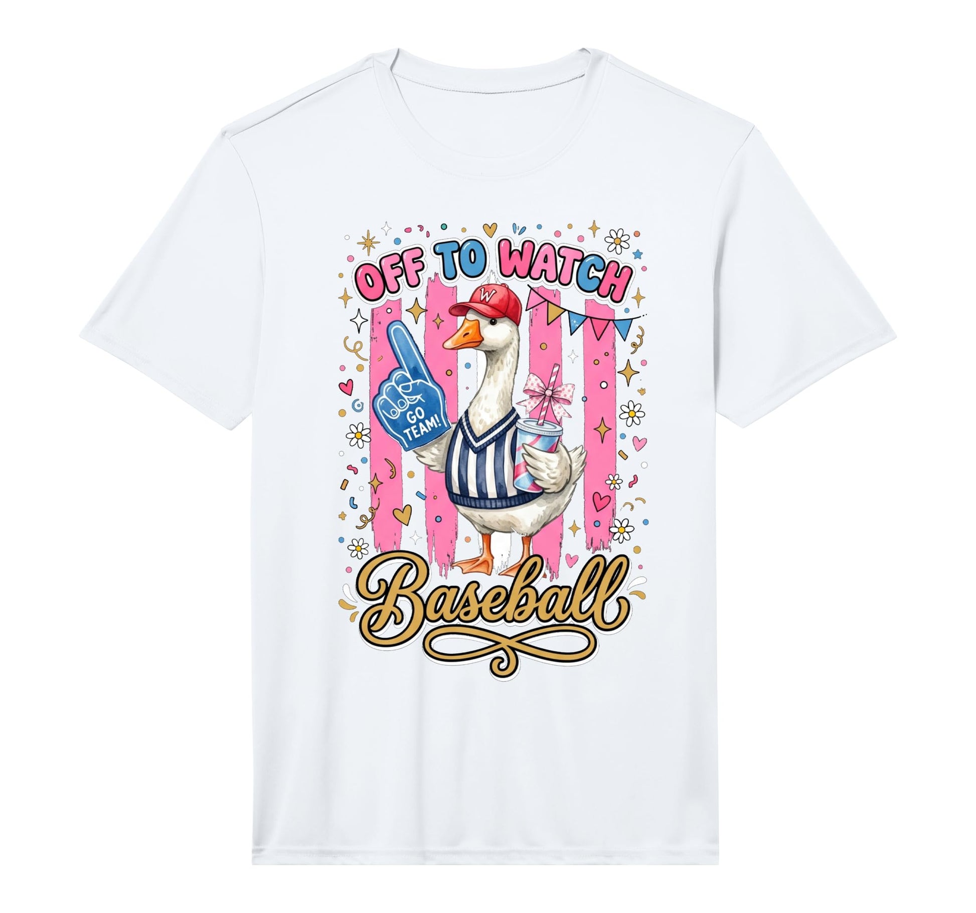 Off To Watch Basebal Silly Goose T-Shirt - Fun Novelty Design for Adults - T-Shirt, Sweatshirt, Hoodie