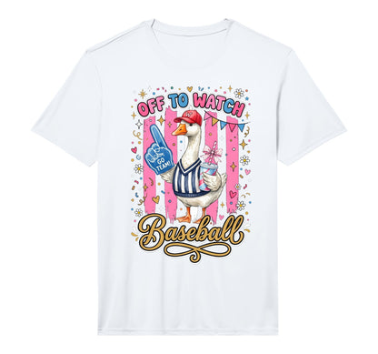 Off To Watch Basebal Silly Goose T-Shirt - Fun Novelty Design for Adults - T-Shirt, Sweatshirt, Hoodie