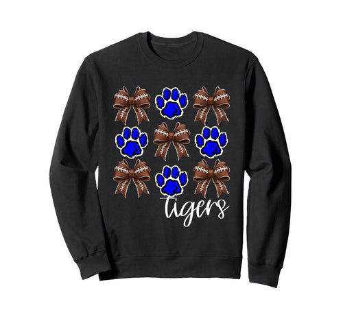 Tigers Football Mom Coquette Bows Game Sweatshirt - Trendy Graphic Unisex - T-Shirt, Sweatshirt, Hoodie