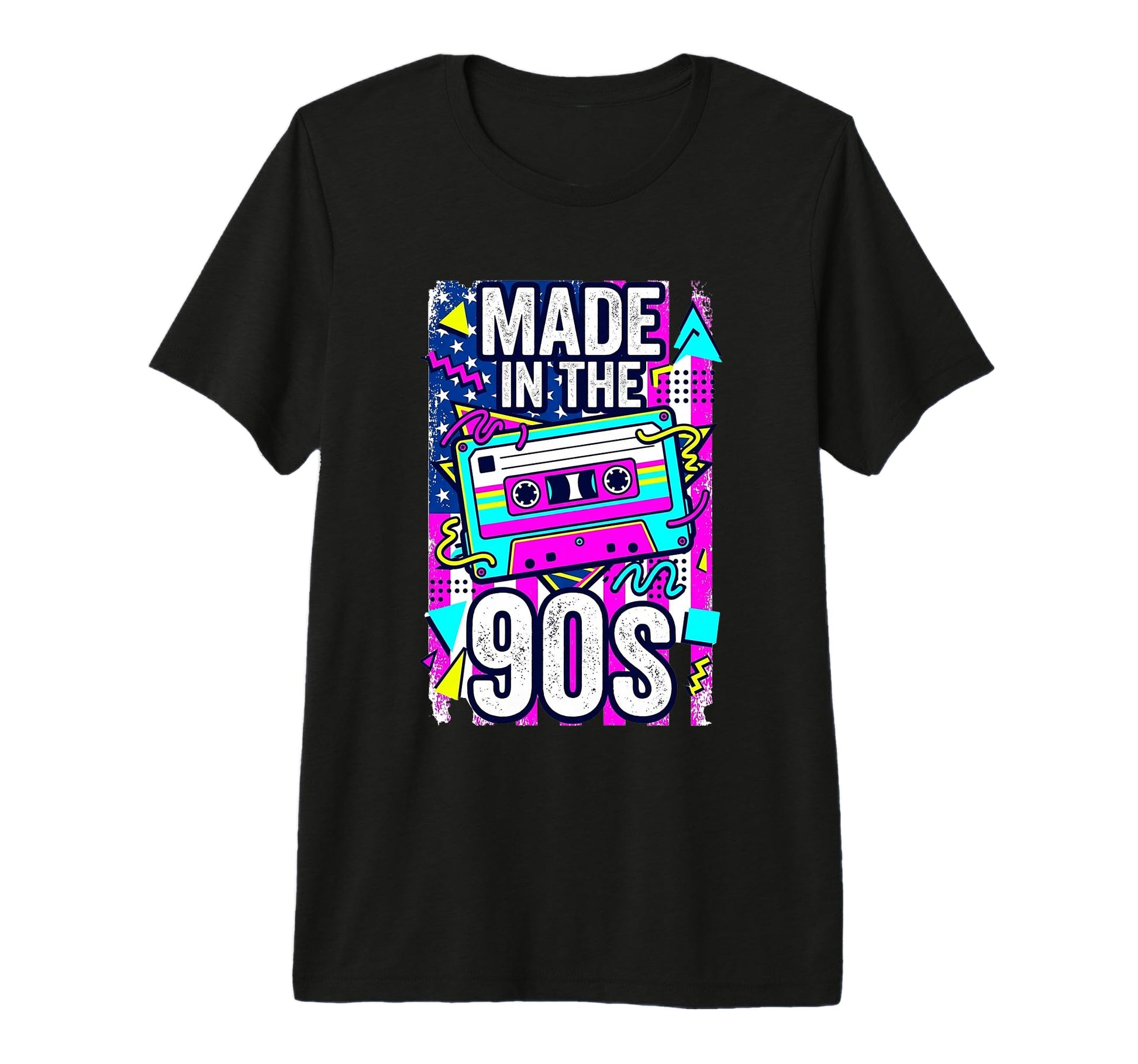 90S Cassette Tape Geometric Grunge T-Shirt - Novelty Apparel for Adults - T-Shirt, Sweatshirt, Hoodie