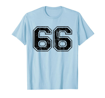 Number 66 Varsity Distressed Sport T-Shirt - Unique Graphic for Adults - T-Shirt, Sweatshirt, Hoodie