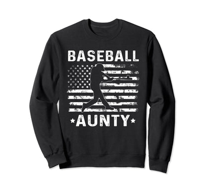 Baseball Aunty Aunt Usa Flag 4Th July Sweatshirt - Aesthetic Graphic Unisex - T-Shirt, Sweatshirt, Hoodie
