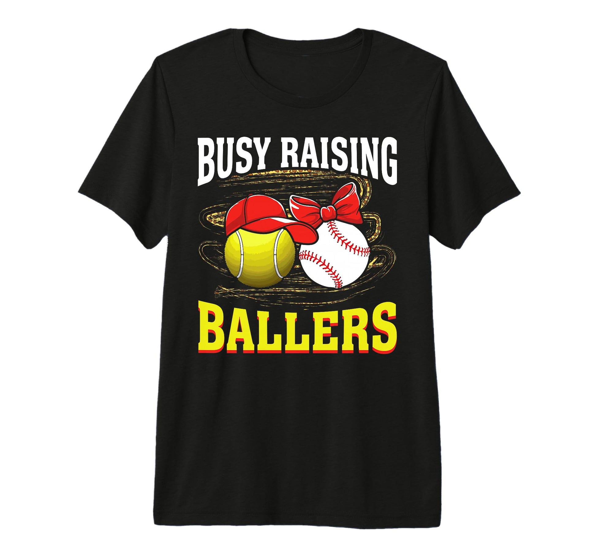Busy Raising Ballers Tennis Baseball T-Shirt - Custom Art Print for Adults - T-Shirt, Sweatshirt, Hoodie