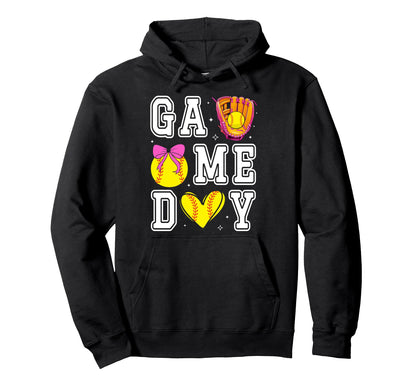 Softball Coquette Bow Softball Mom Hoodie - Custom Art Print Men Women - T-Shirt, Sweatshirt, Hoodie