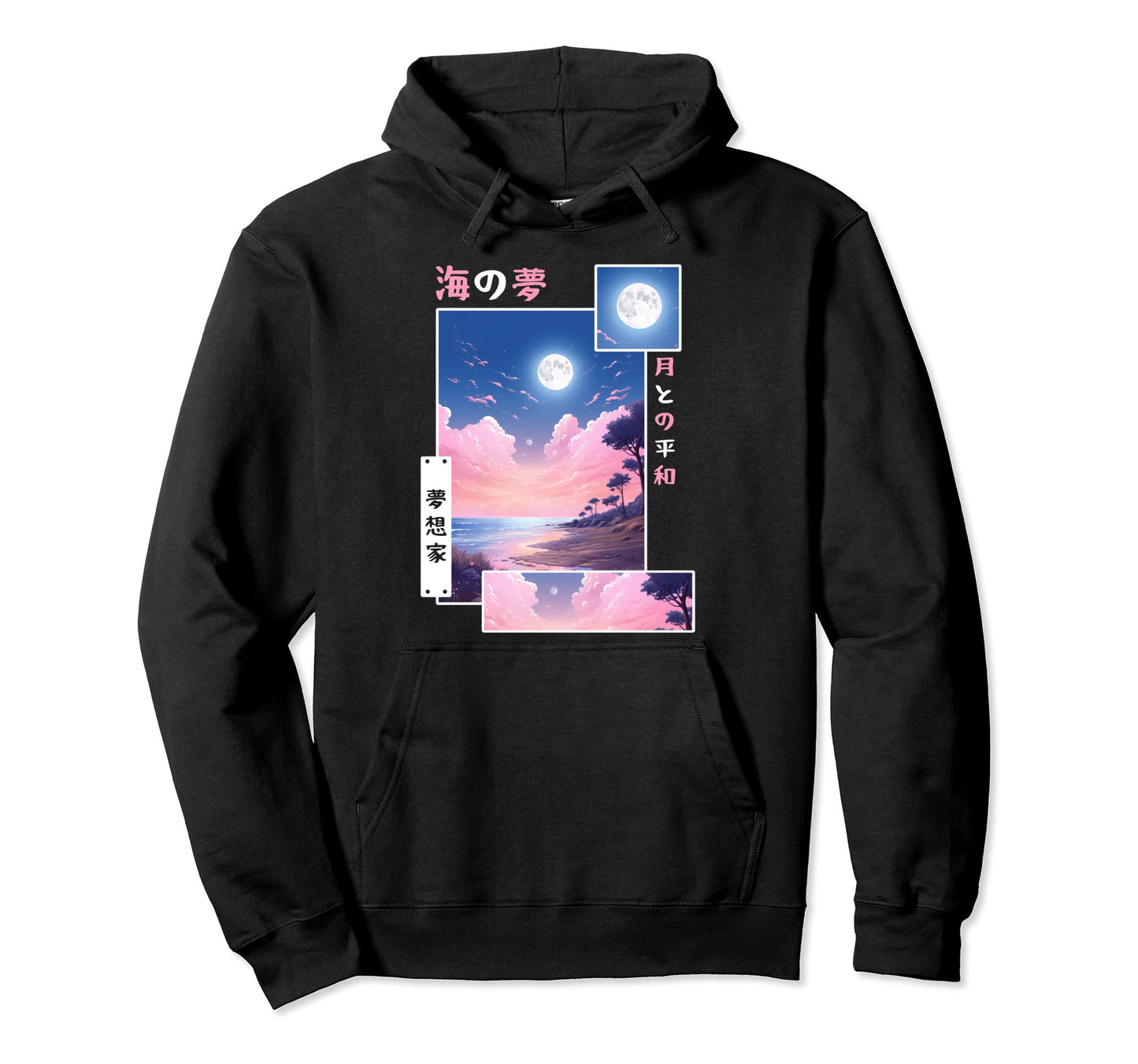 Japanese Vaporwave Dreamy Ocean Lofi Hoodie - Graphic Print Men Women - T-Shirt, Sweatshirt, Hoodie