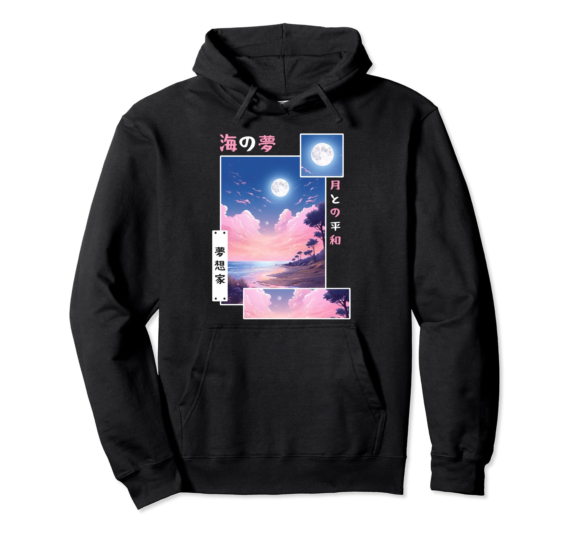 Japanese Vaporwave Dreamy Ocean Lofi Hoodie - Graphic Print Men Women - T-Shirt, Sweatshirt, Hoodie