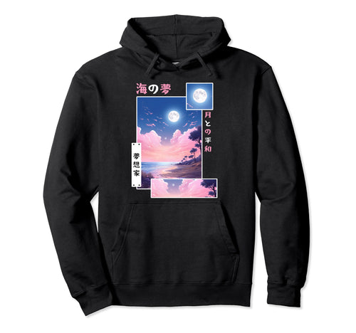 Japanese Vaporwave Dreamy Ocean Lofi Hoodie - Graphic Print Men Women - T-Shirt, Sweatshirt, Hoodie