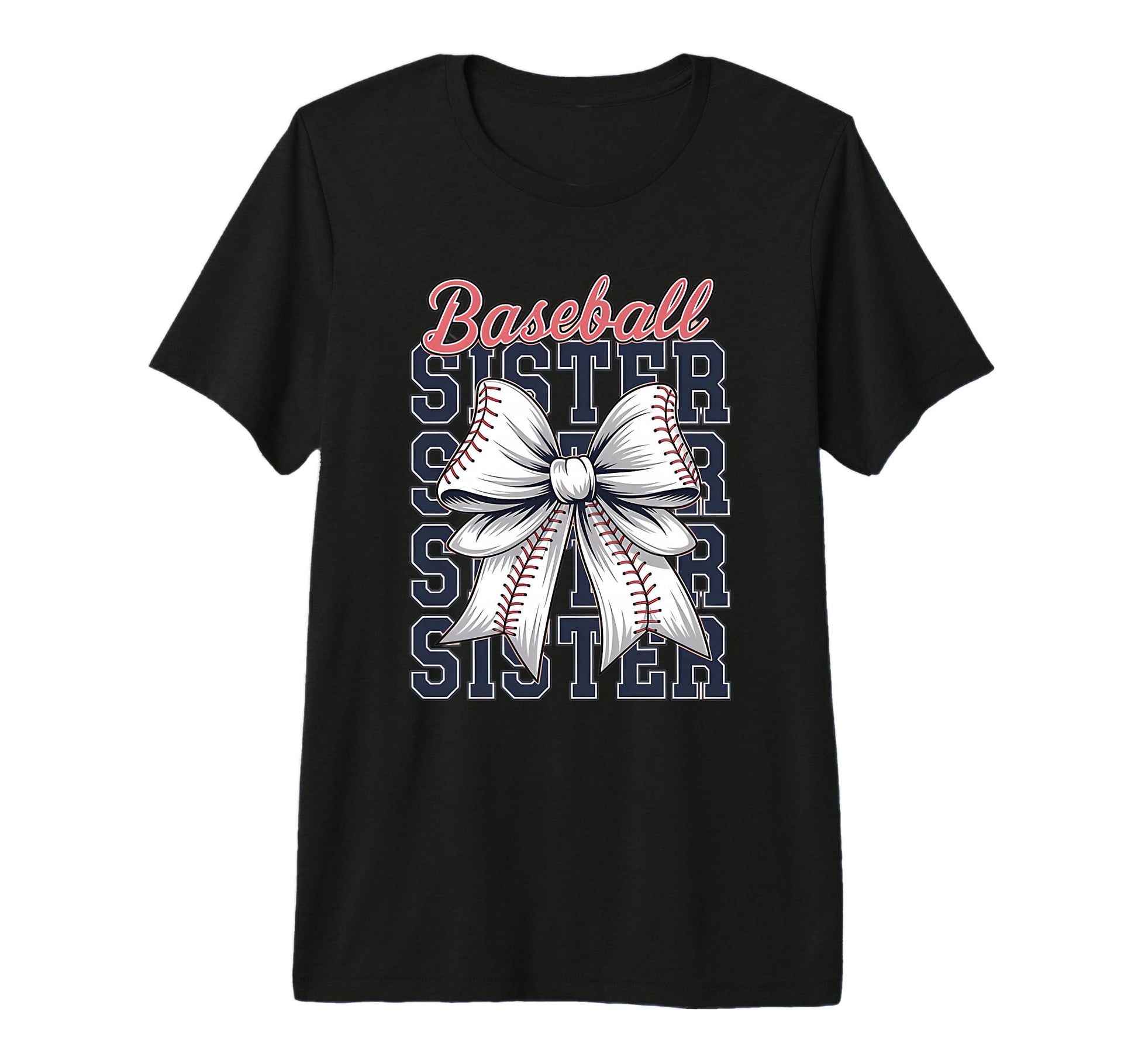 Baseball Sister Coquette Bow Tri Blend T-Shirt - Custom Art Print Men Women - T-Shirt, Sweatshirt, Hoodie